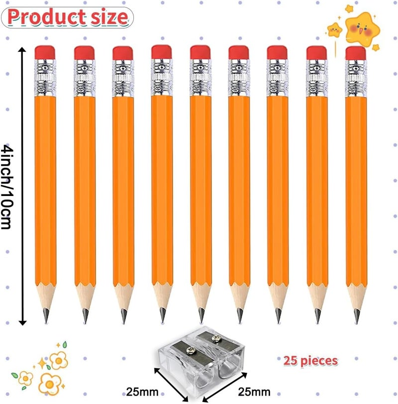 Adhere 25pcs Golf Pencils with Eraser Pre sharpened Hexagon half Wooden Pencils Graphite 2B for Golf Event Scoring,Classroom,Wedding,Company Meetings,Pew, Pocket (Orange) - Image 2